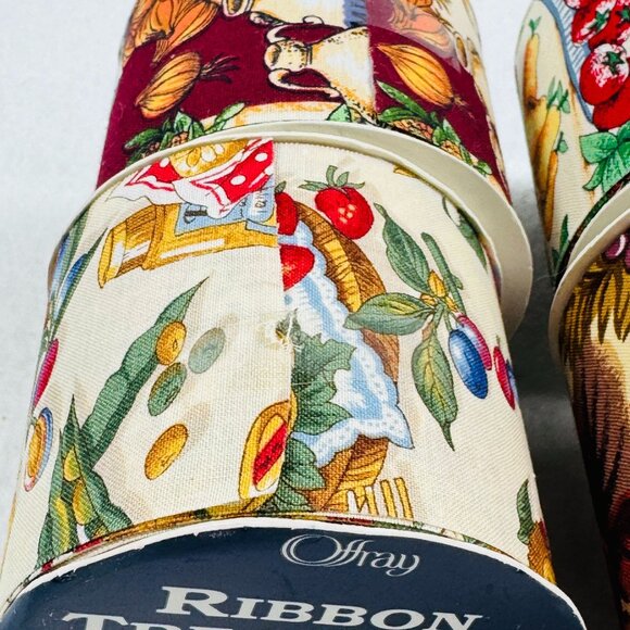 Offray Vintage Ribbon Fall Garden Fabric Craft Rolls 2-5/8" Wide - Used (4-Pack) - Picture 5 of 7